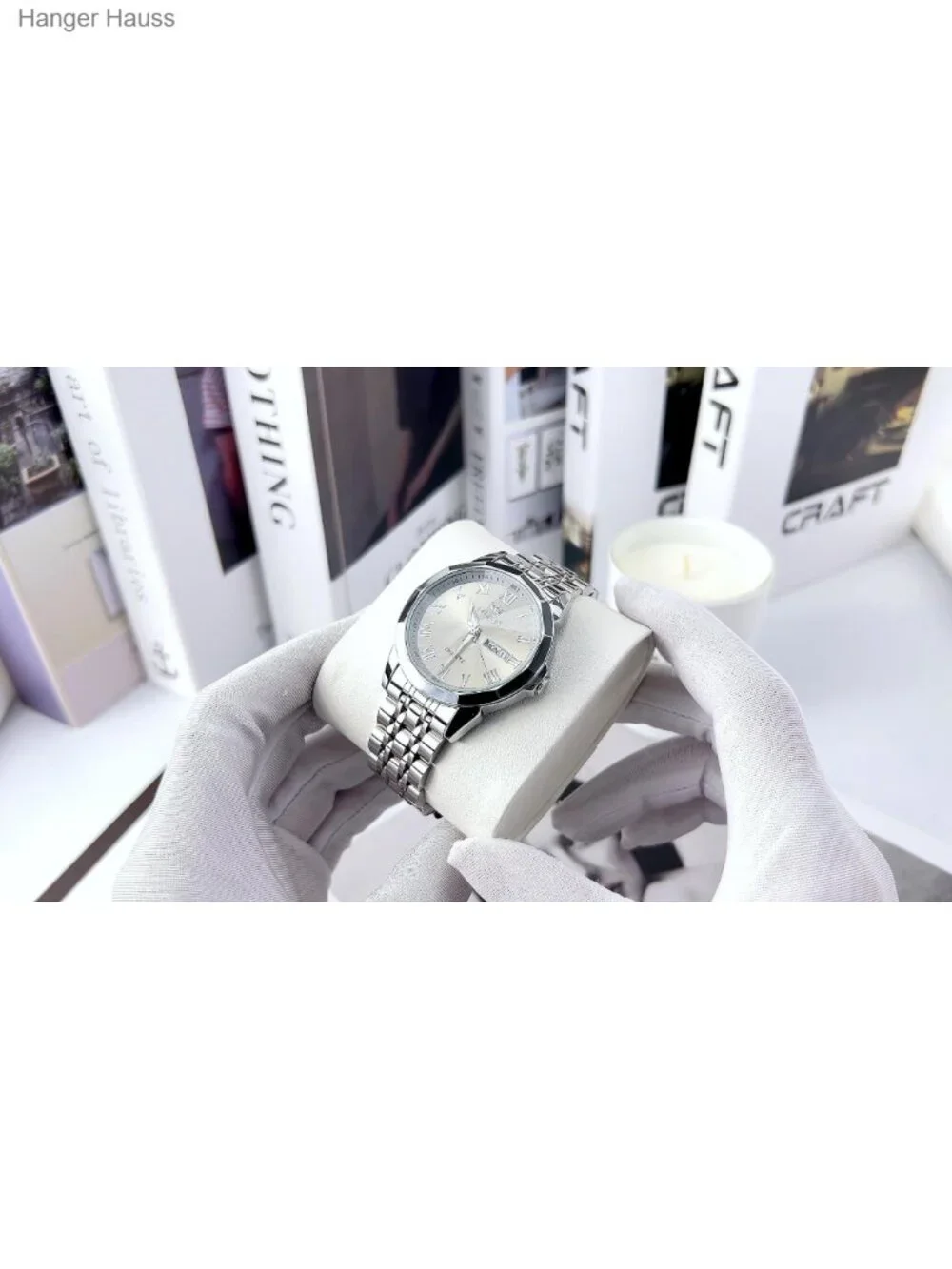 Men's Stainless Steel Analog Quartz Wrist Watch with Date and Luminous Hands